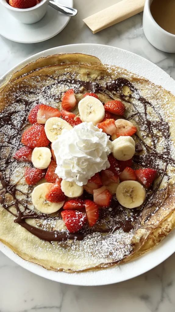 strawberry, chocolate, banana, Dutch pancakes
