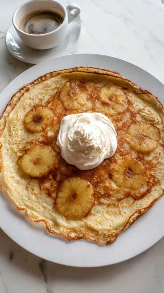 pineapple and whipped cream Dutch pancakes