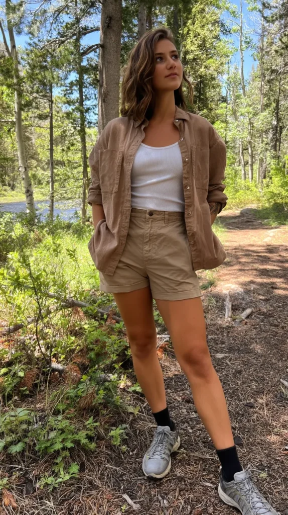 Female camper enjoying time in nature