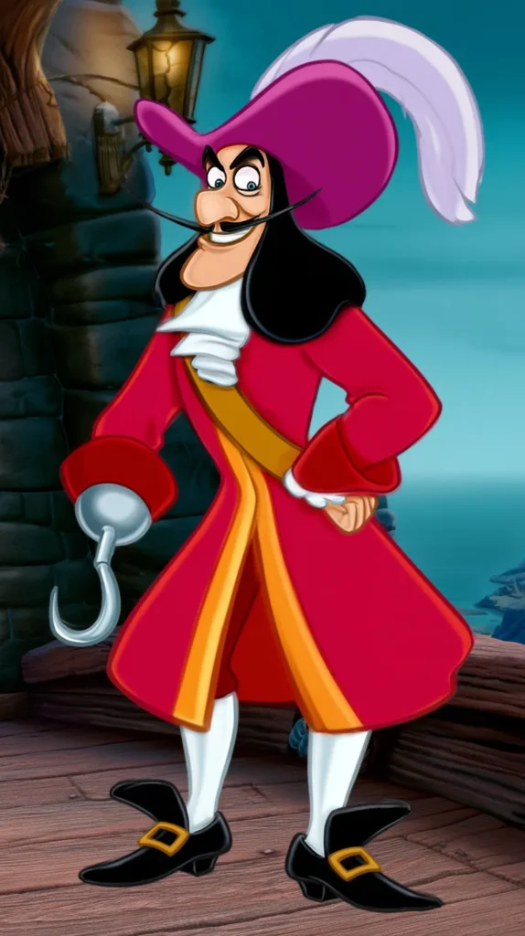 Captain Hook (Peter Pan): The cowardly nemesis of Peter Pan; animated