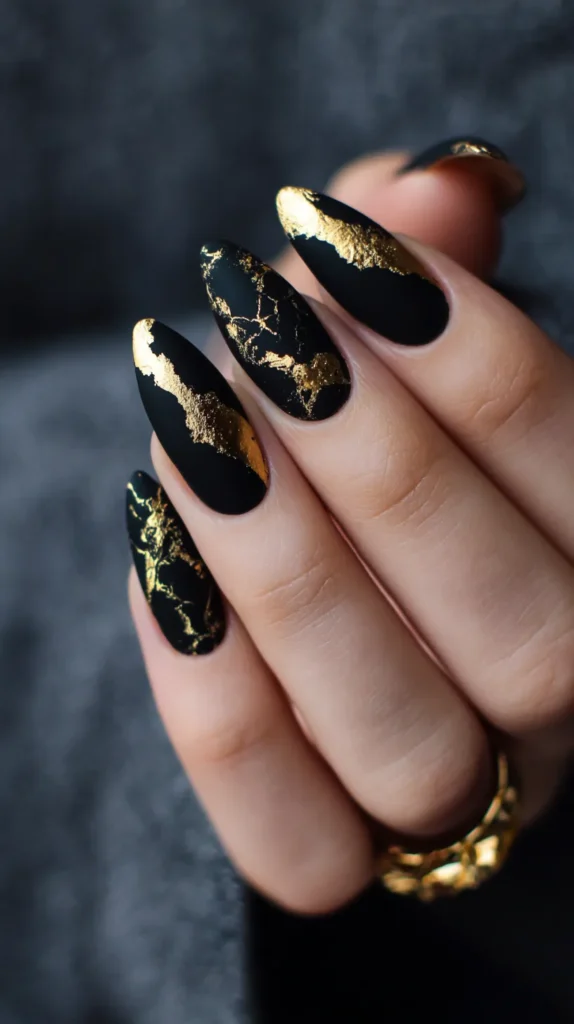 black and gold manicure