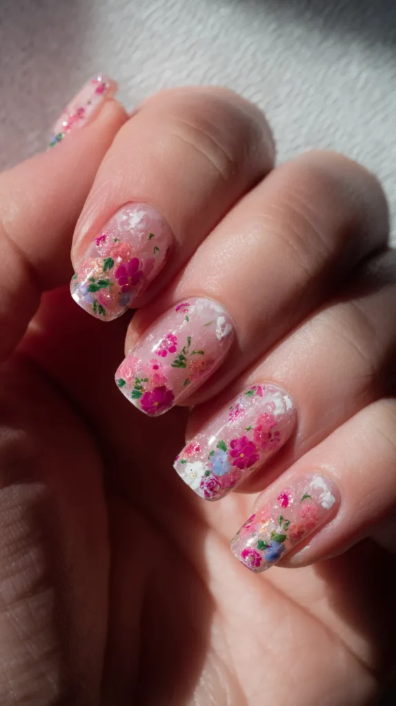 floral patterned manicure