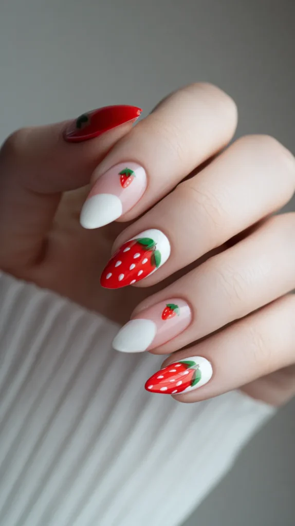 strawberry nail art