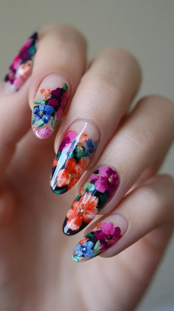 long floral nails