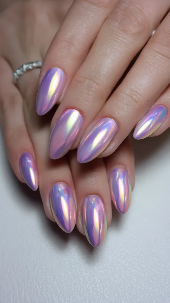 chrome lavender nails