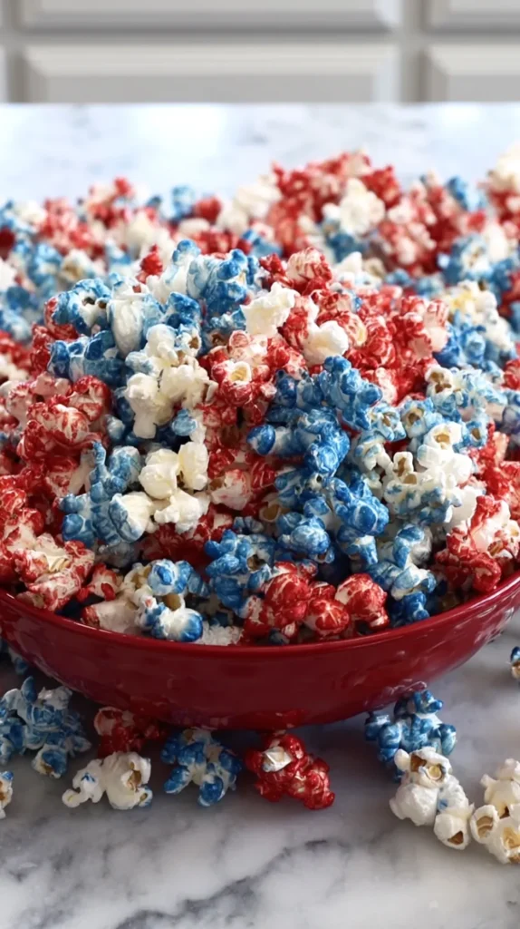red, white and blue popcorn