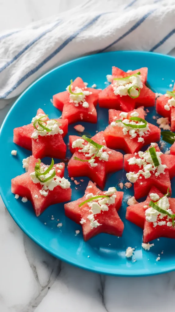star shaped watermelon with feta