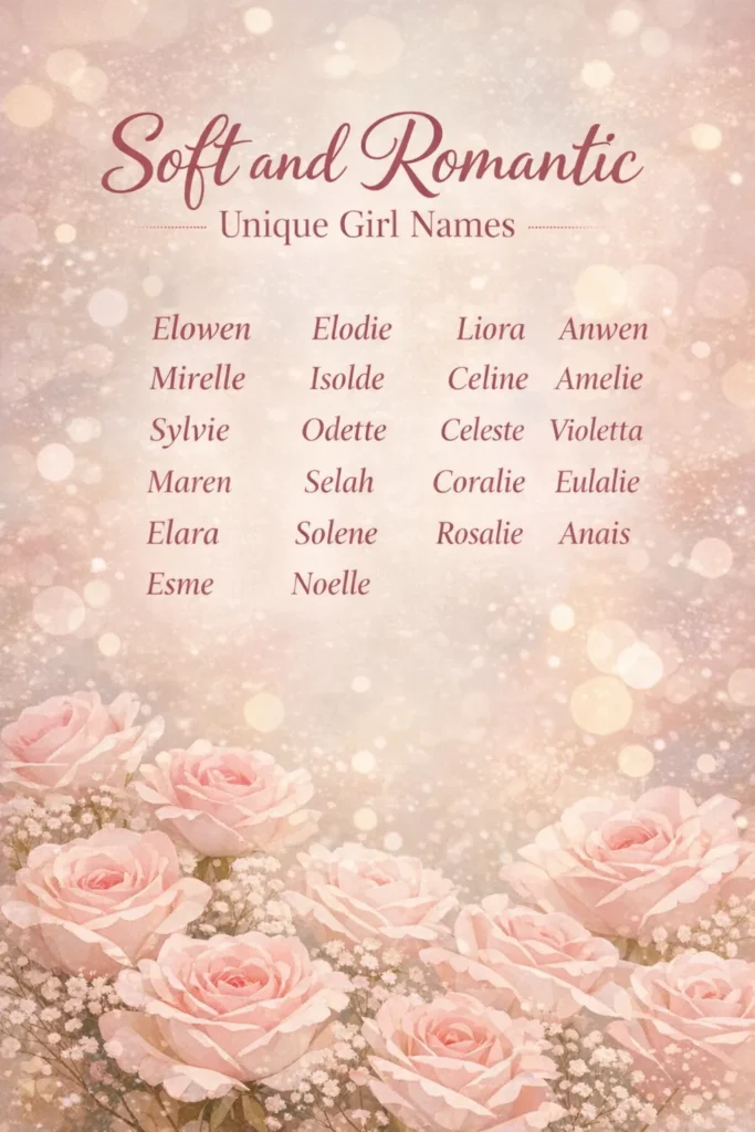 soft and romantic listing of names for girls