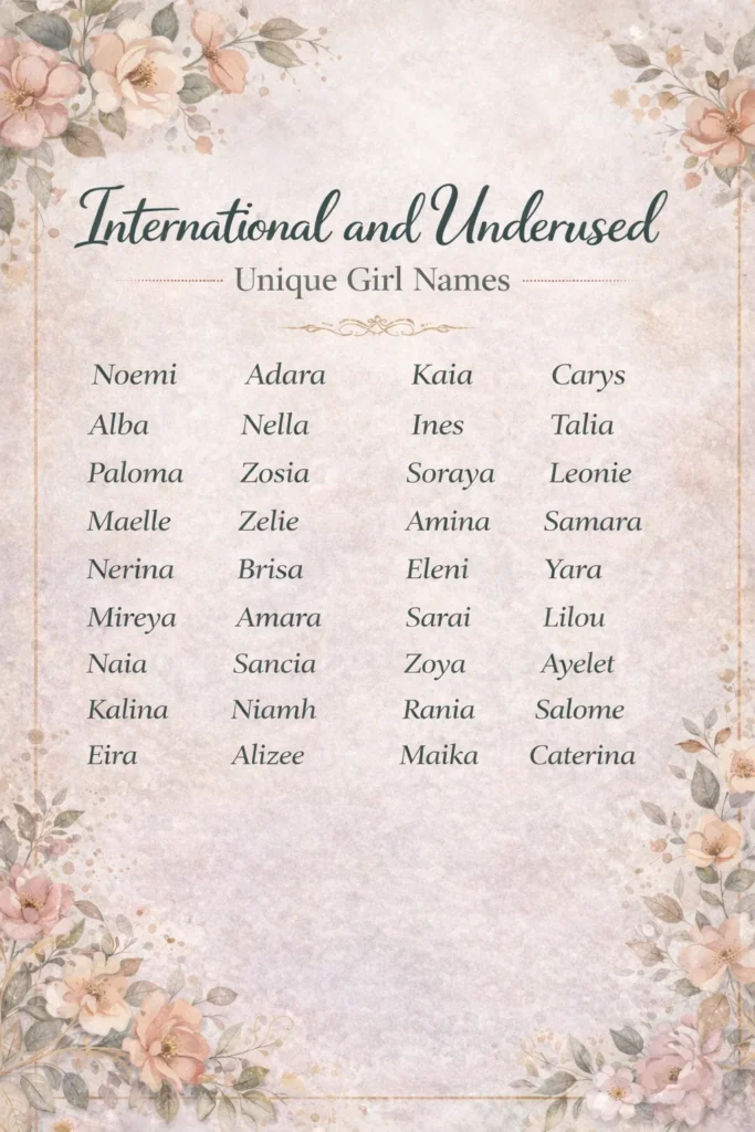 International unique names for girls list