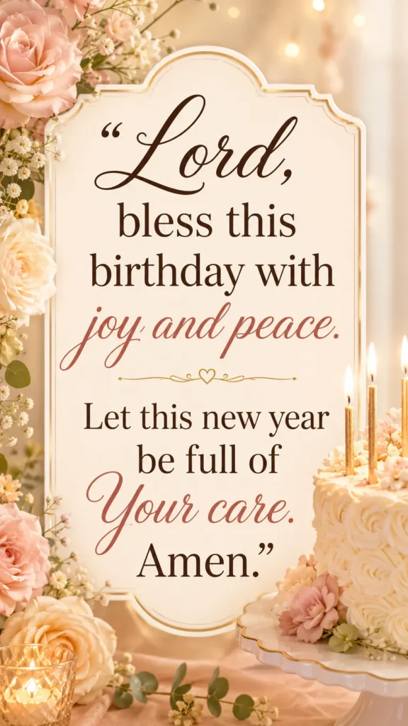 birthday prayer overlay on a birthday scene background