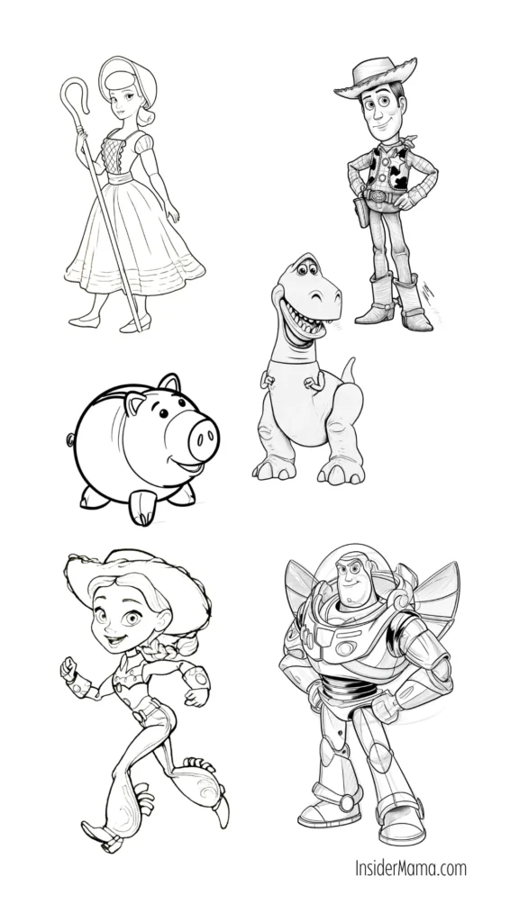 sketch sheet of Toy Story characters