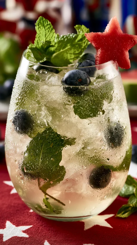 mojito with watermelon shaped as a star