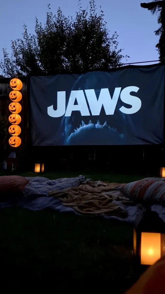 jaws on an outdoor movie screen