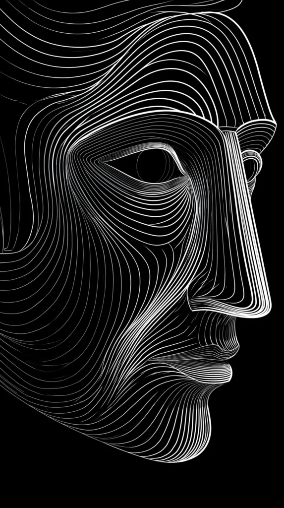 Simple line art face in black and white