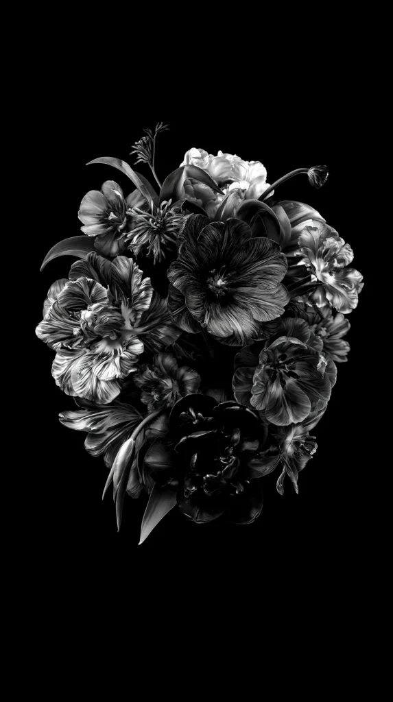 black and white aesthetic, wallpaper flowers