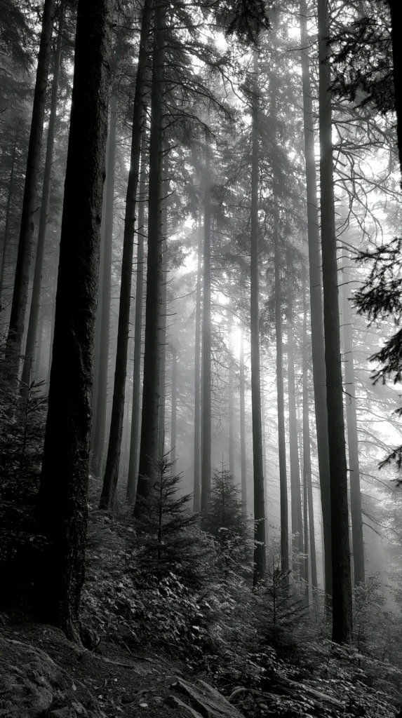 black and white forest aesthetic