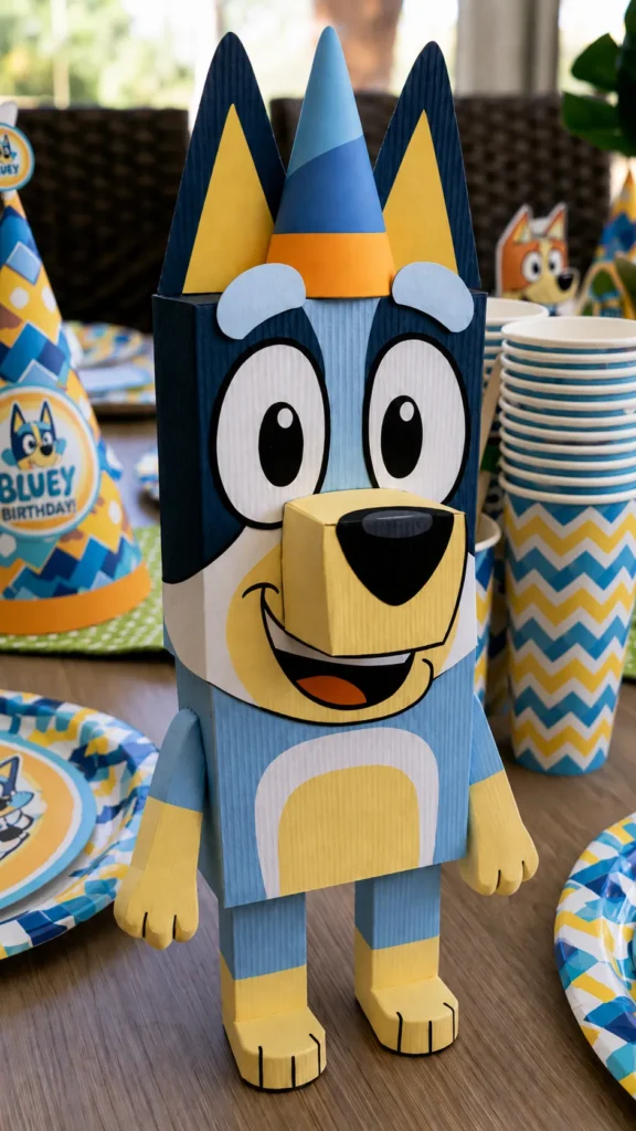 cardboard Bluey centerpiece
