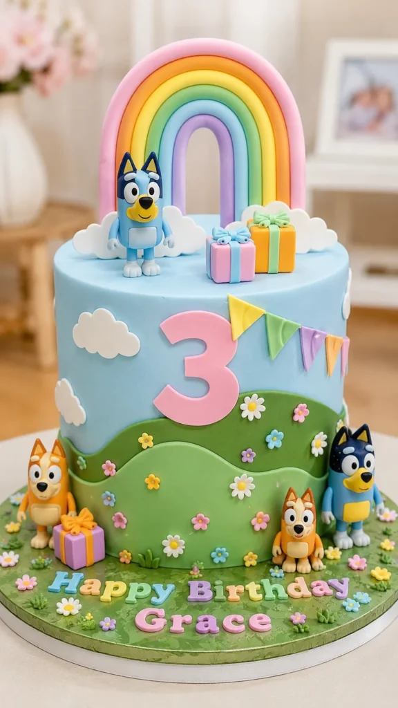Bluey and Bingo decorated cake
