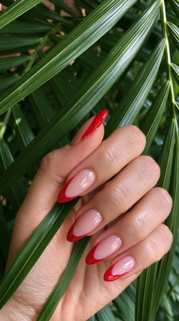 red tips, nails, summer vibes