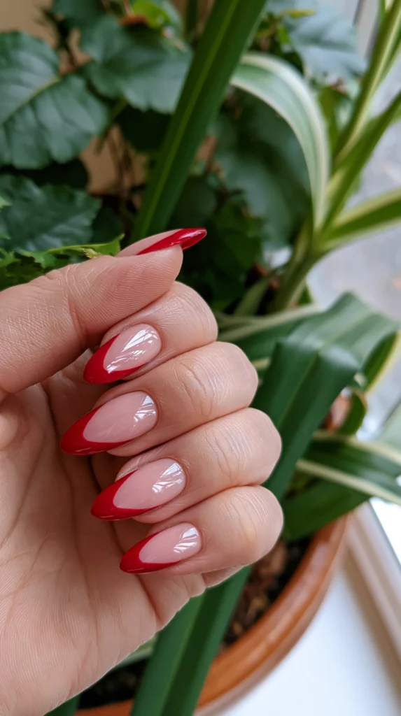 red tip nails, manicures, french tips