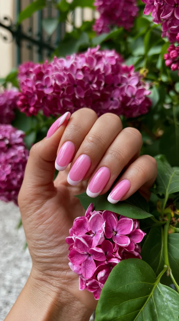 pink nails, french tips, manicure