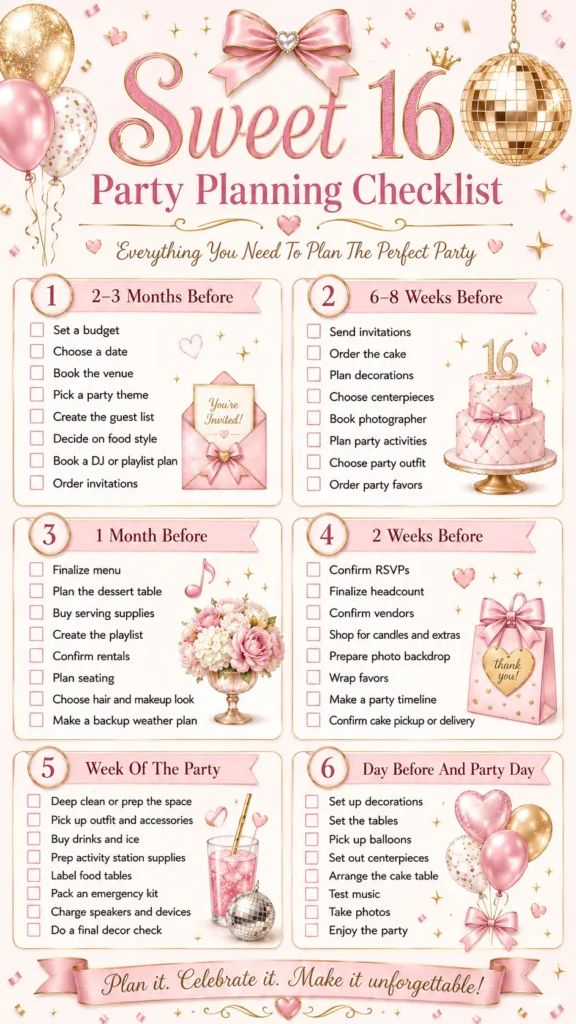 check list for the party